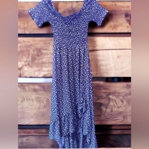 Blue Floral Off the Shoulder Dress